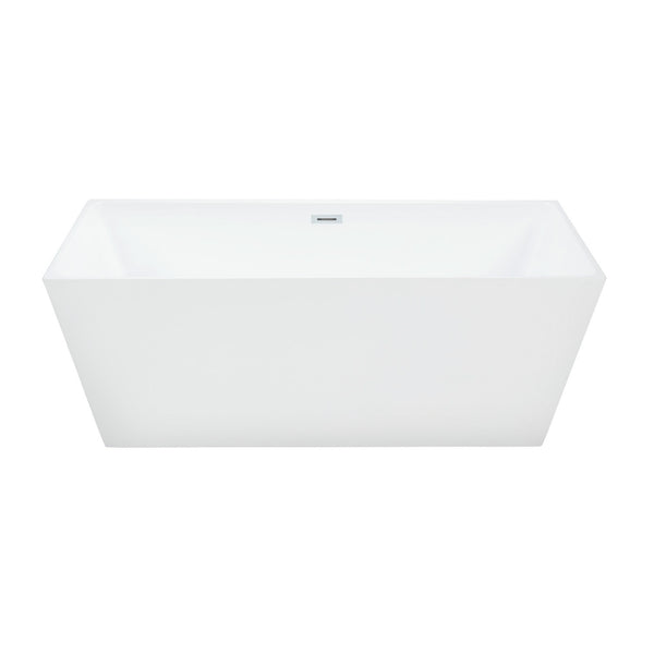 Matte White Thin Edges Square Freestanding Bathtub 66''