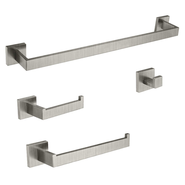 Brushed nickel bathroom accessories