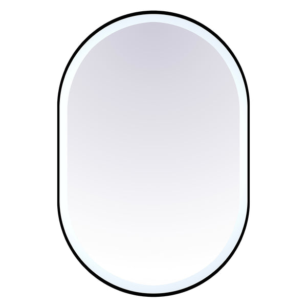 36’’ matte black framed oval mirror