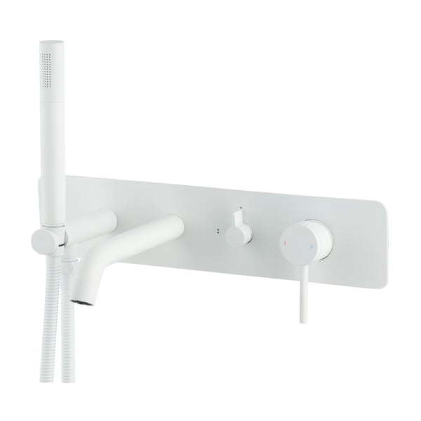 Wall Mounted Matte White Round Tub Faucet